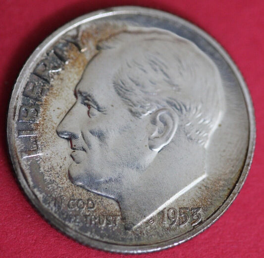 Toned 1953 Silver Proof Roosevelt Dime Exact Coin  93