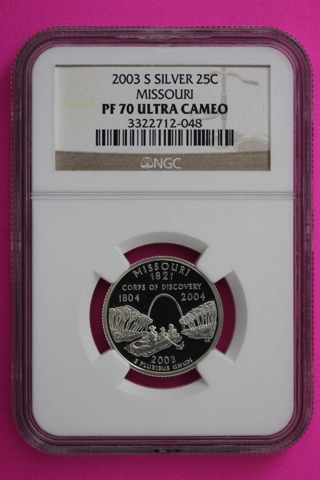 2003 S PF 70 Missouri Silver State Quarter NGC Certified Authentic Slab 416