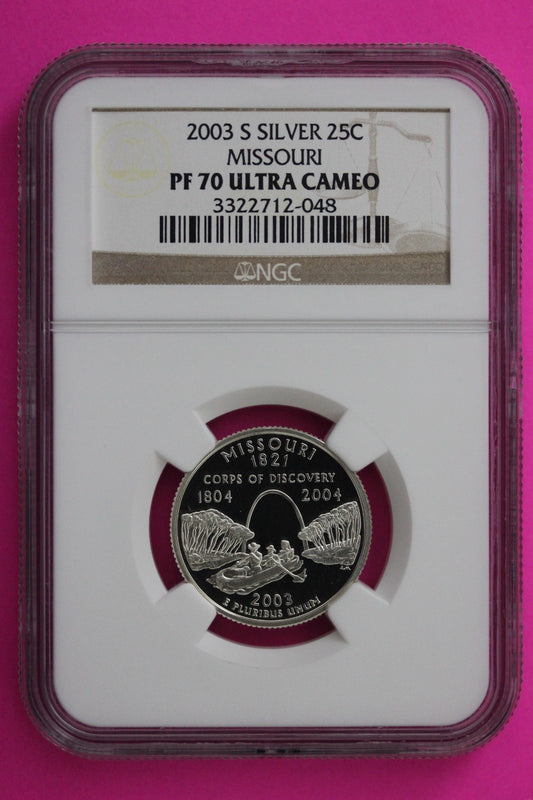 2003 S PF 70 Missouri Silver State Quarter NGC Certified Authentic Slab 416