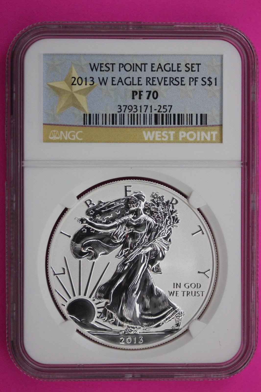 2013 W PF 70 Reverse Proof Silver Eagle From Set NGC Certfied Authentic Coin 611