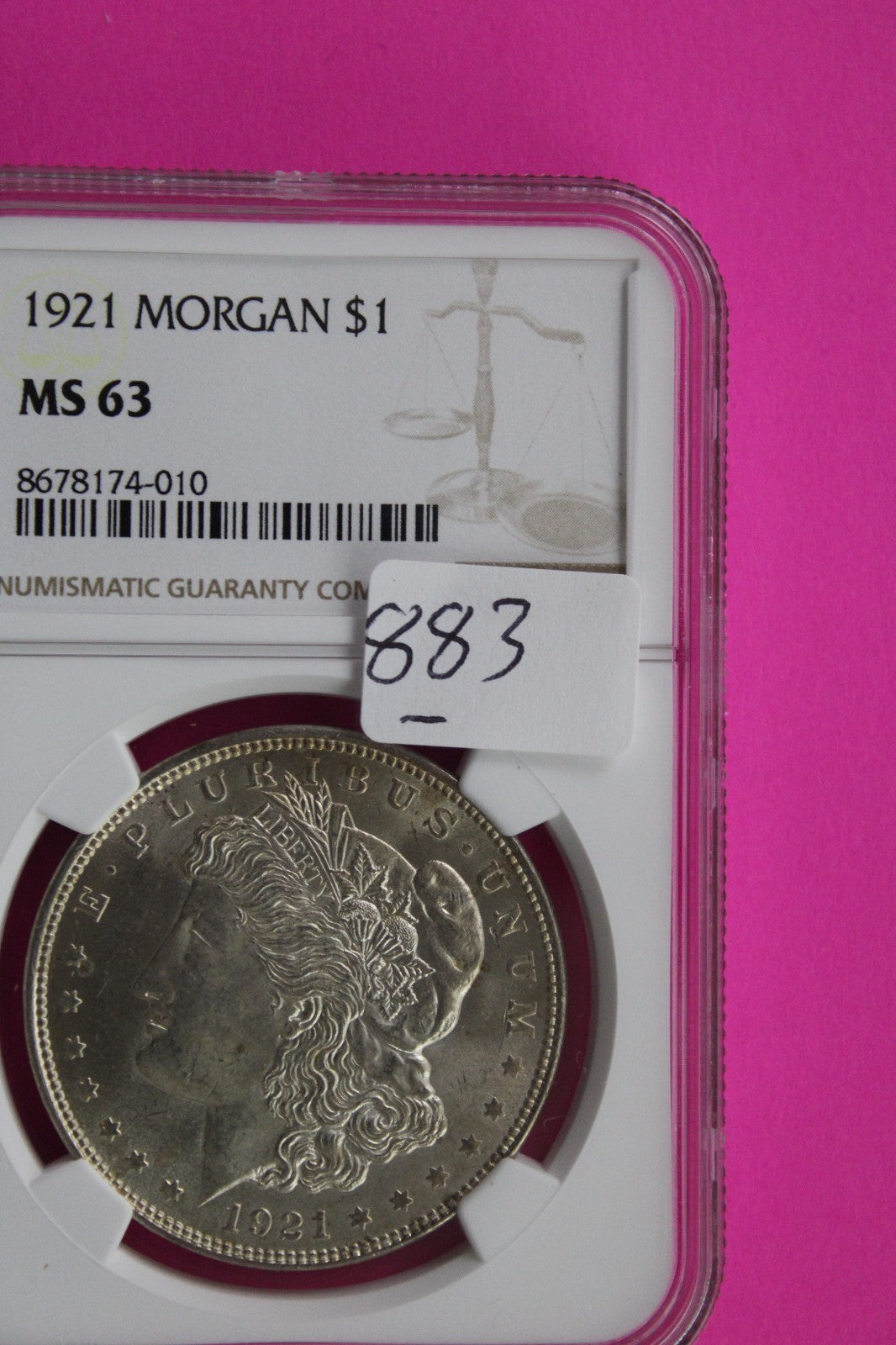 1921 P MS 63 Liberty Morgan Silver Dollar NGC Certified Graded Authentic 883
