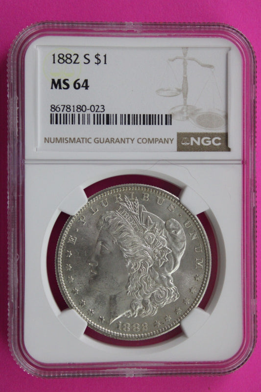 1882 S MS 64 Liberty Morgan Silver Dollar NGC Certified Graded Authentic 766