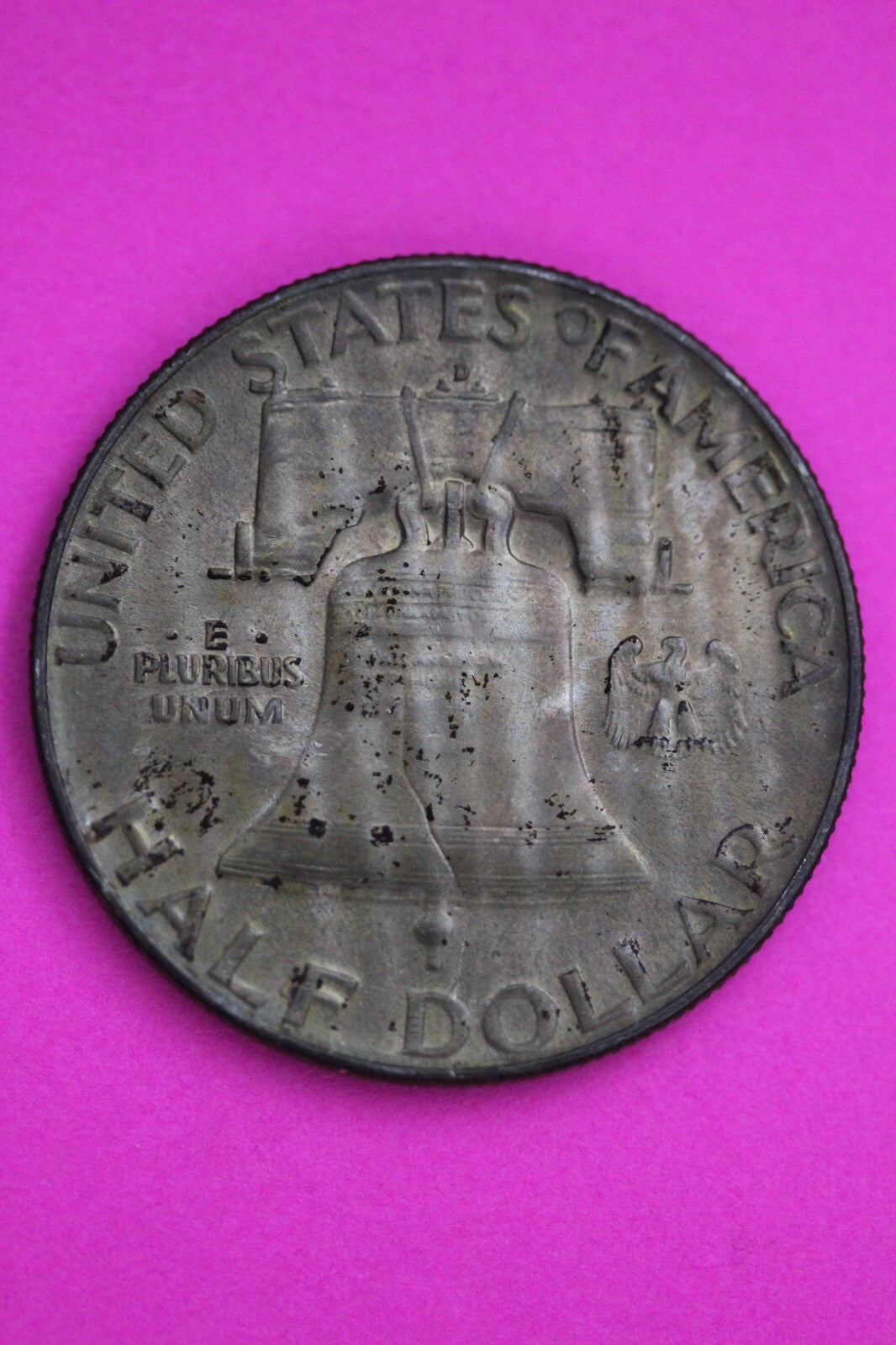 Toned 1950 D Ben Franklin Silver Half Dollar FBL Guaranteed Authentic Coin 1038