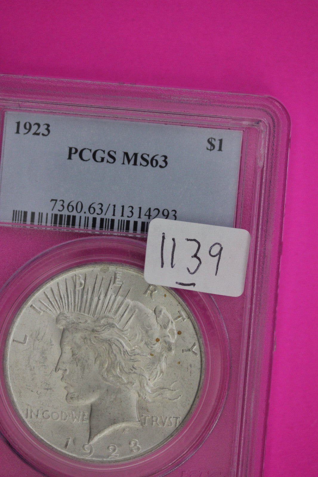 1923 P MS 63 Liberty Peace Silver Dollar PCGS Certified Graded Authentic 1139