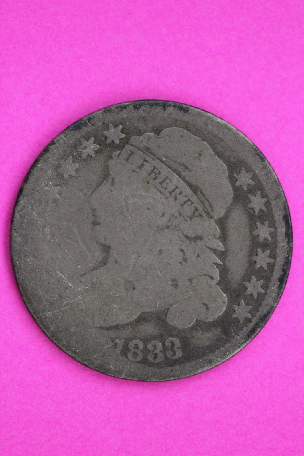 1833 Bust Capped Dime Lady Liberty Silver Coin Guaranteed Authentic Genuine 1368