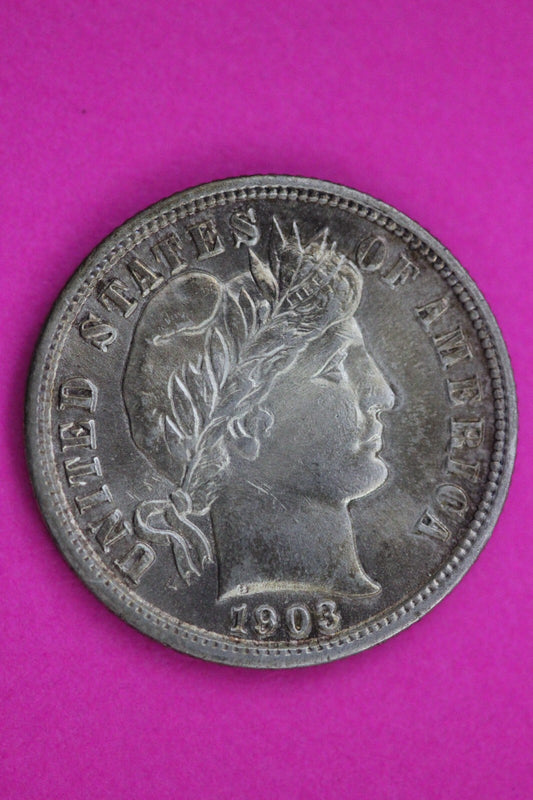 High Grade 1903 P Barber Liberty Dime Silver Coin Guaranteed Authentic Real 1089