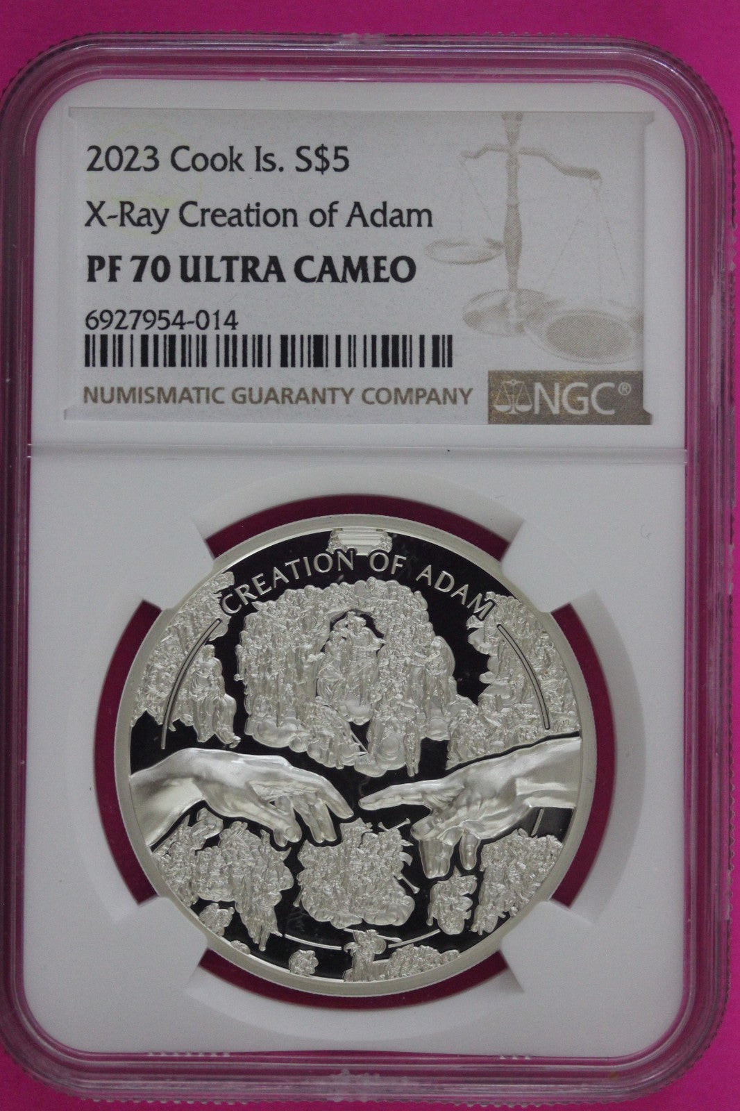 Top Pop 2023 PF 70 X-Ray Creation of Adam Cook Islands Silver $5 Coin NGC 102