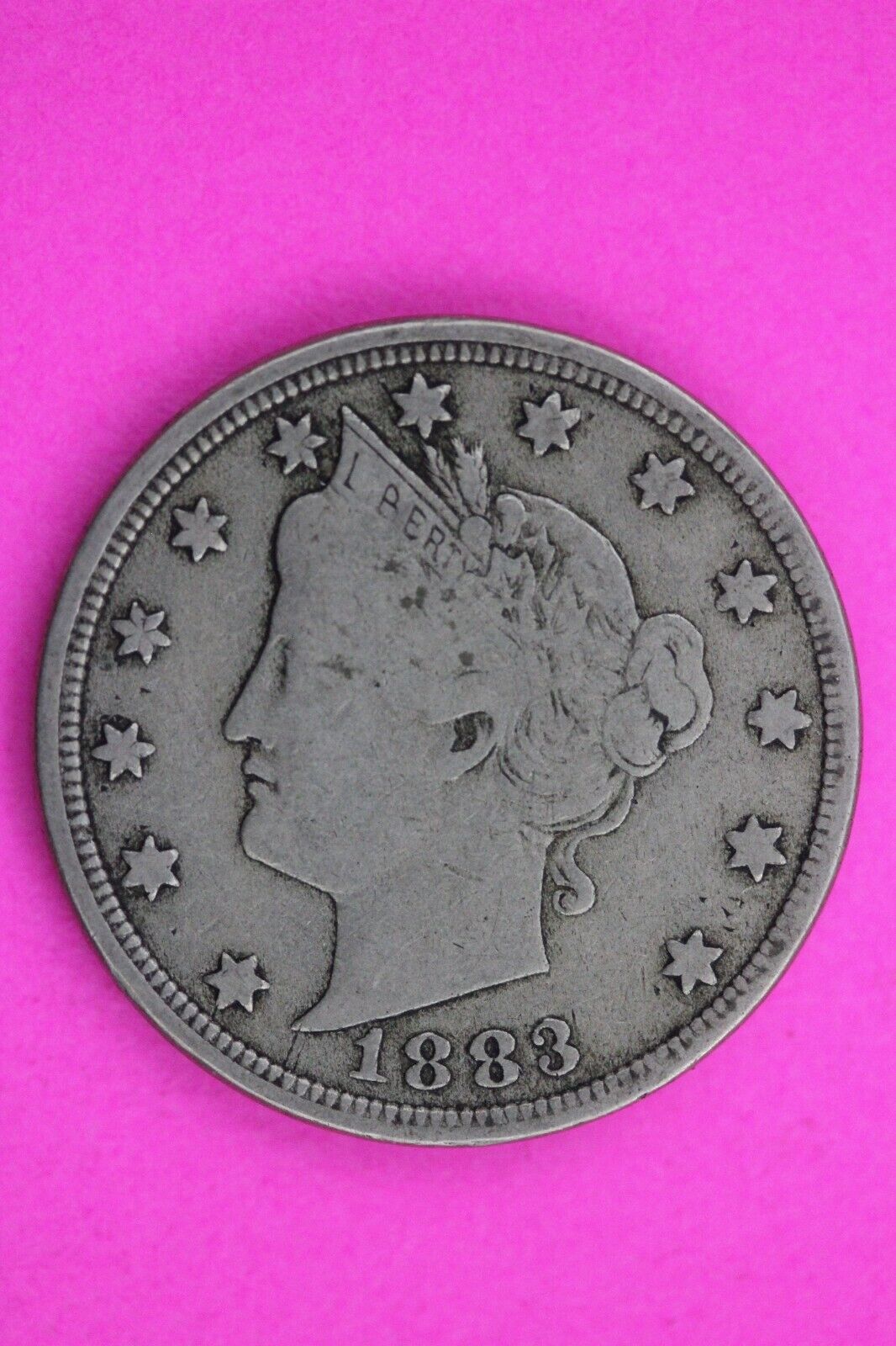1883 With Cents V Liberty Nickel Scarce Semi Key Date Coin Free Shipping 0057