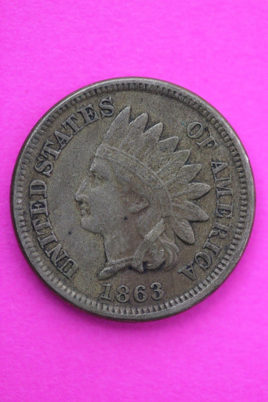 1863 Copper Nickel Indian Head Cent Penny Exact Early Type Coin Pictured 29