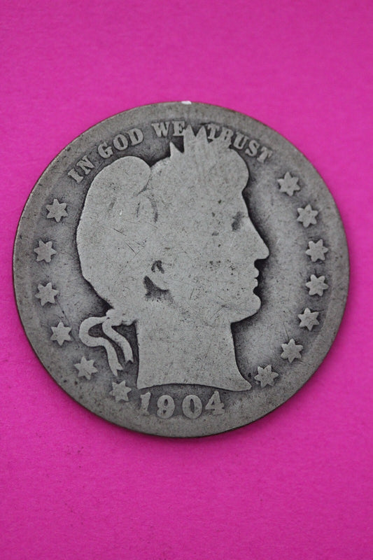 1904 O Barber Liberty Silver Quarter Scarce Semi Key Date New Orleans Mint 26