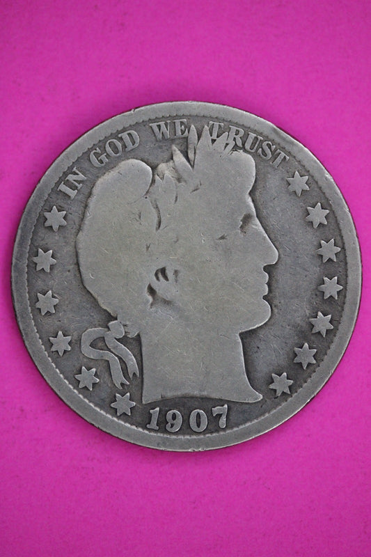 1907 S Barber Liberty Silver Half Dollar Guaranteed Authentic Genuine Coin 2860