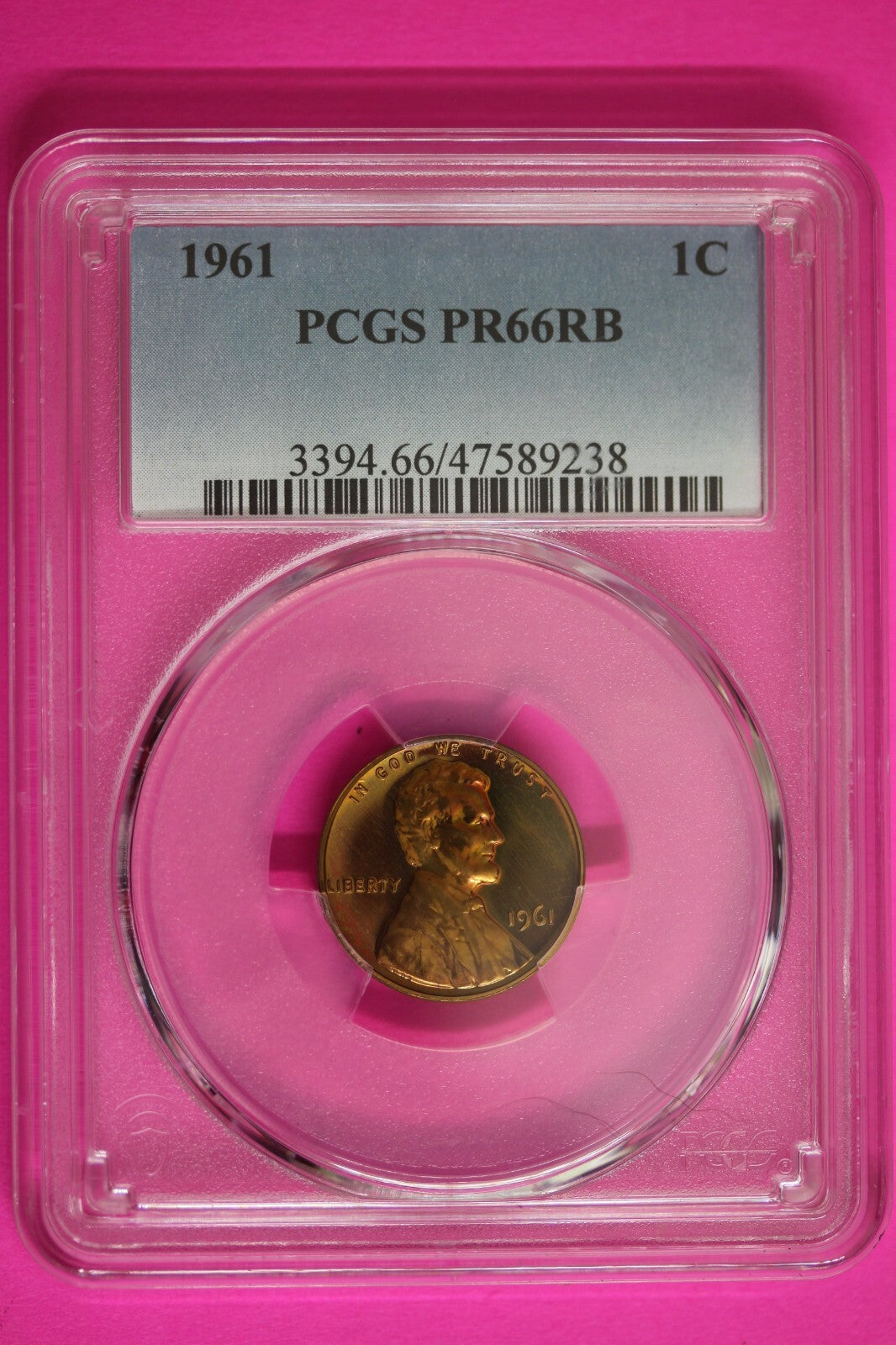 Trueview Rainbow TONED 1961 PR 66 RB Abraham Lincoln Memorial Cent PCGS OCE 392
