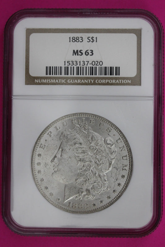 1883 P MS 63 Liberty Morgan Silver Dollar Coin NGC Certified Authentic Slab 1377
