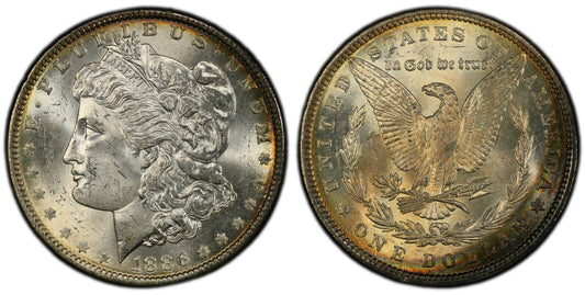 Toned 1886 P MS 64 Morgan Silver Dollar PCGS Graded Certified Authentic Slab 230