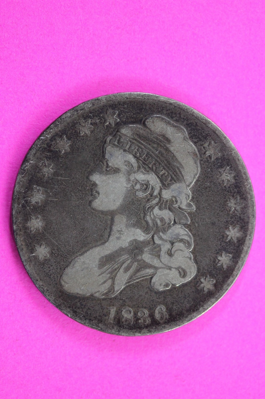 1836 Capped Bust Half Dollar Exact Coin In Pics Silver Rare Semi Key Date 04