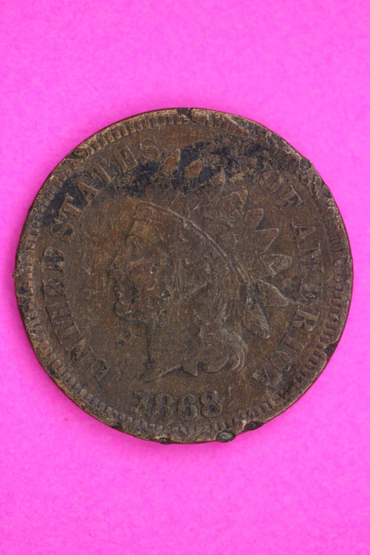 1868 Indian Head Cent Penny Guaranteed Authentic & Genuine Coin Free Ship 1318