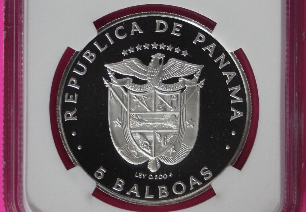 1981 Panama PF 69 Proof Ultra Cameo Silver 5 Balboas NGC Certified Slab 1016