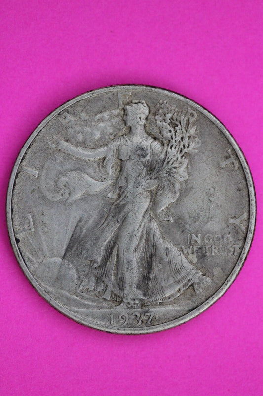1937 D Walking Liberty Silver Half Dollar Guaranteed Authentic Genuine Coin 1122