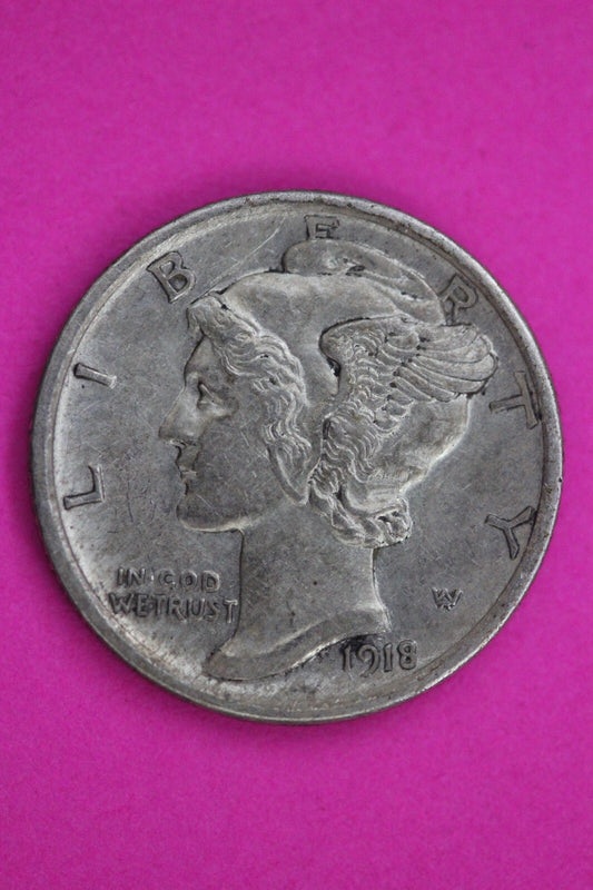 High Grade 1918 P Mercury Liberty Dime Silver Coin Guaranteed Authentic 1105