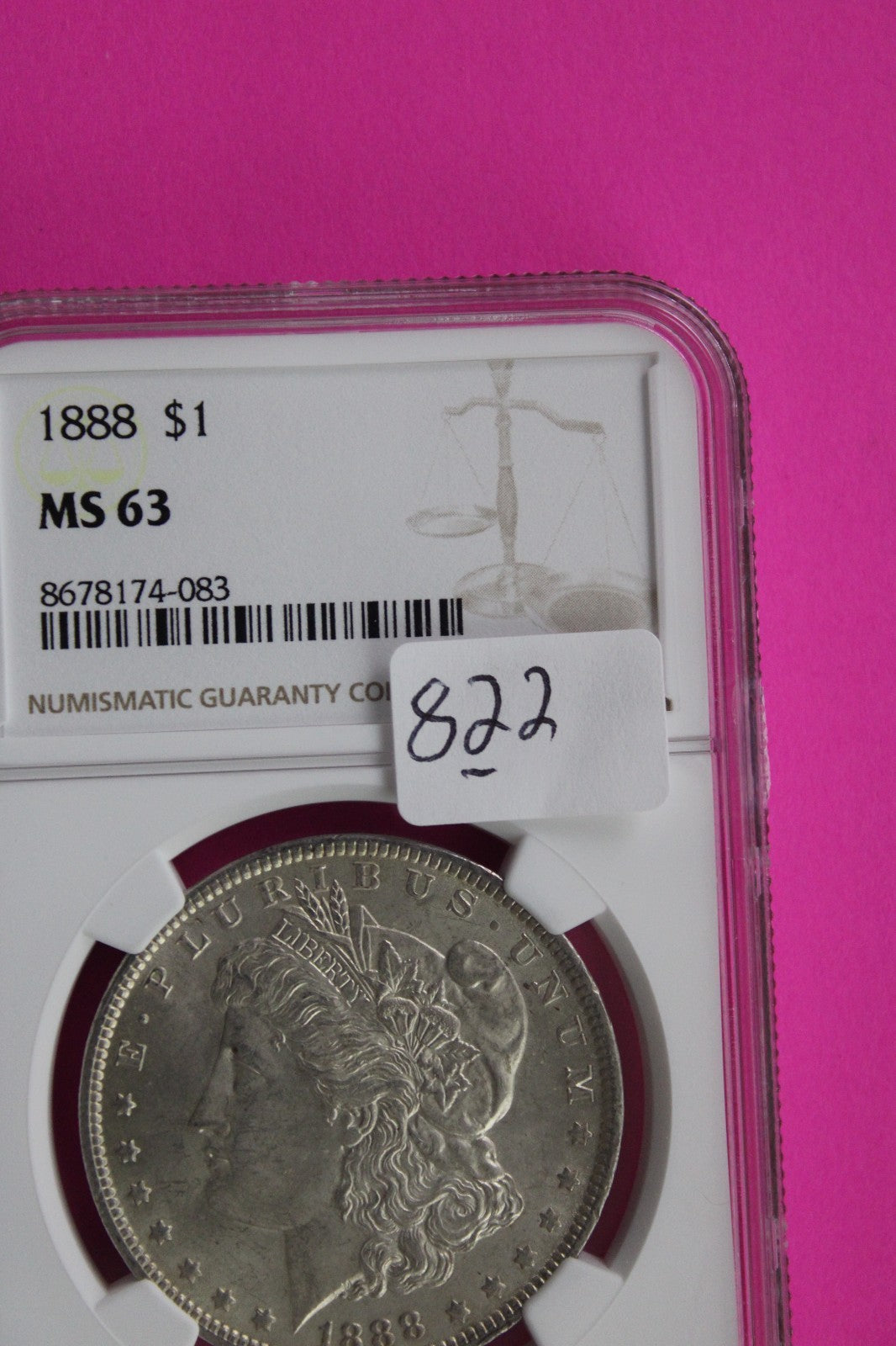 1888 P MS 63 Liberty Morgan Silver Dollar NGC Certified Graded Authentic 822