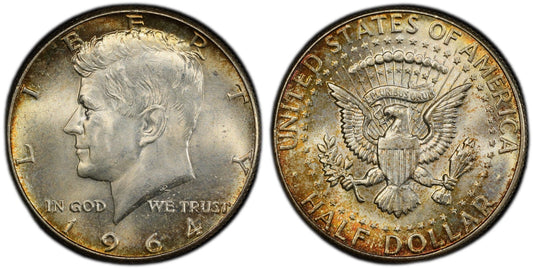 Toned 1964 P Silver MS 65 John F Kennedy Silver Half Dollar PCGS Graded 337