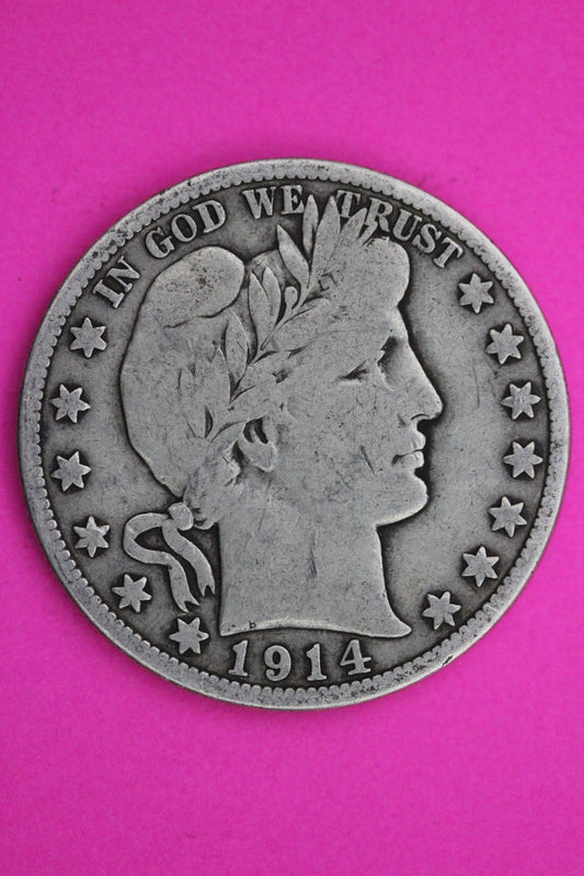 1914 S Barber Liberty Silver Half Dollar Guaranteed Authentic Genuine Coin 2334
