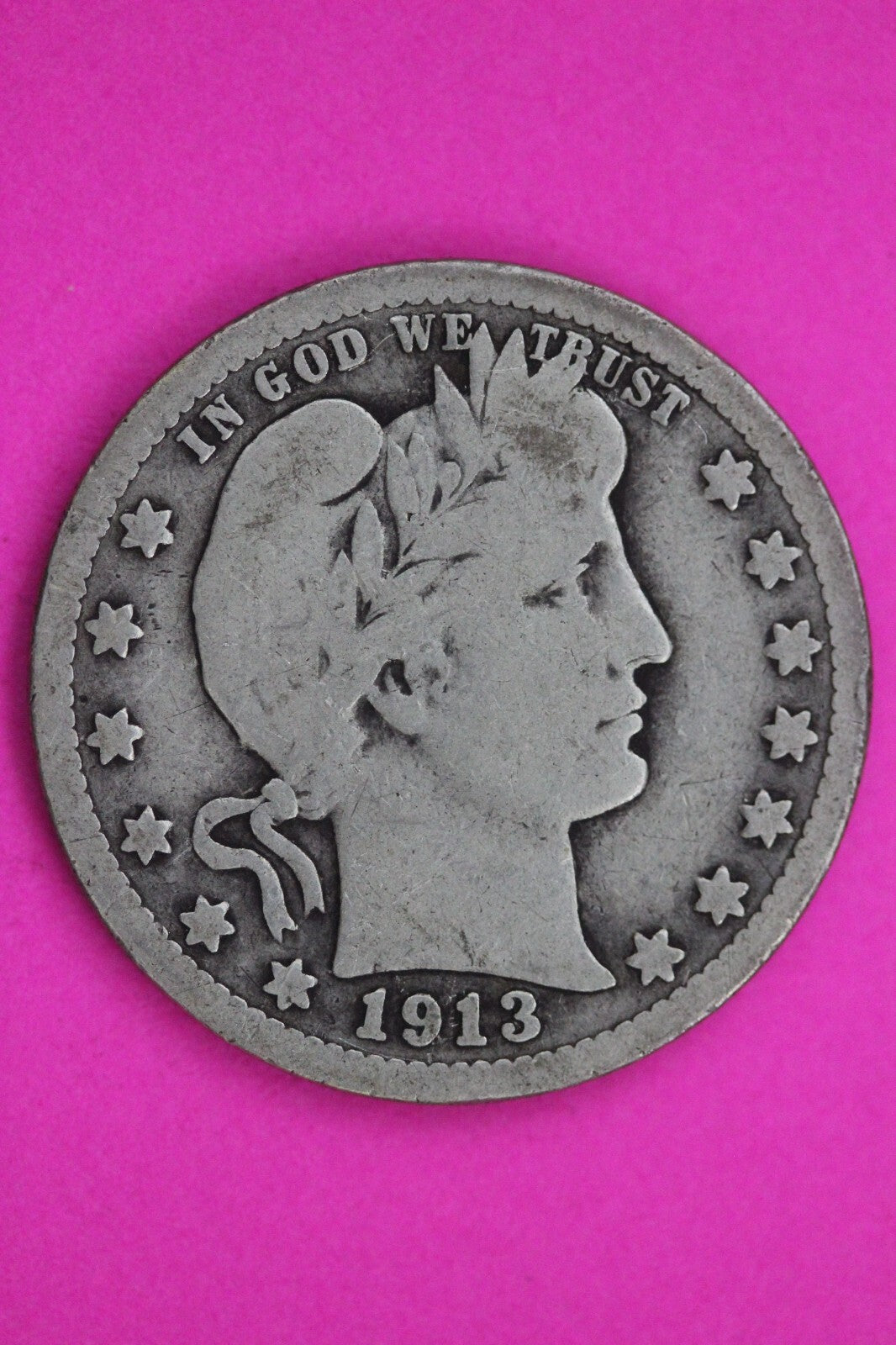 1913 P Barber Liberty Silver Quarter Guaranteed Authentic & Genuine Coin 1208