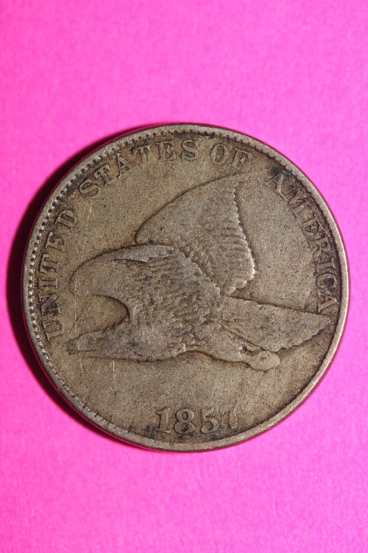 1857 Flying Eagle Cent Penny Exact Scarce Early Type Coin as Pictured 20