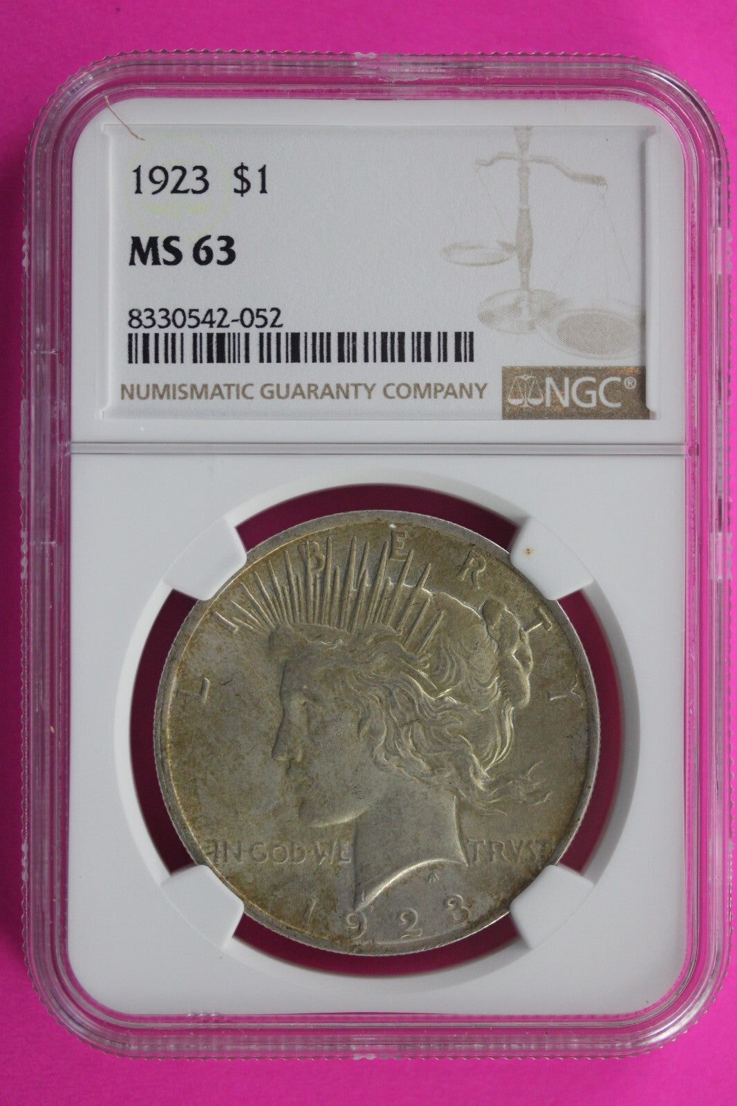 1923 P MS 63 Liberty Peace Silver Dollar NGC Certified Authentic Graded Slab 137