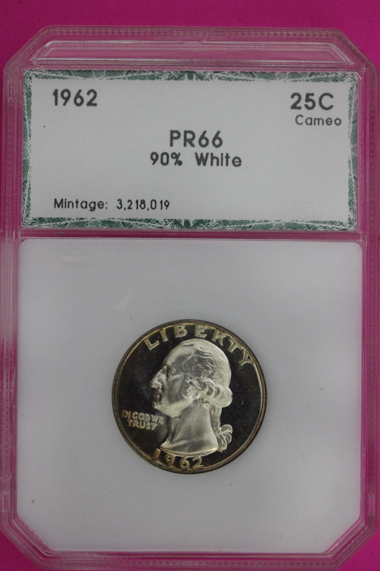 Toned 1962 Proof George Washington Silver Quarter Guaranteed Authentic 1242