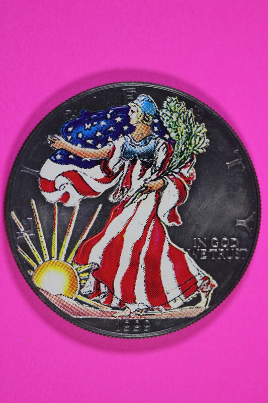 Colorized 1999 American Silver Eagle 1 Ounce .999 Fine Exact Coin Shown 155