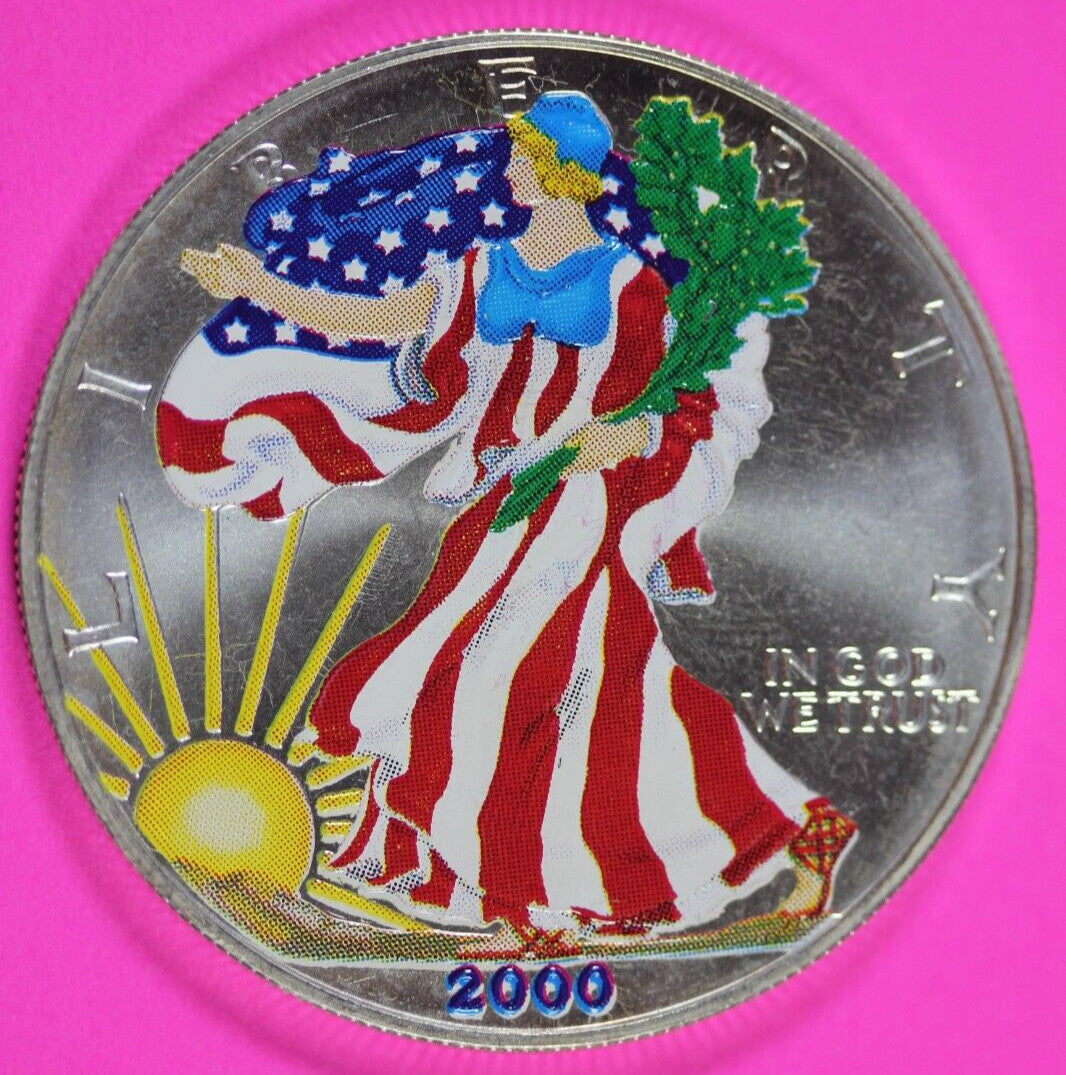 Colorized 2000 American Silver Eagle 1 Ounce .999 Fine Exact Coin Shown 158