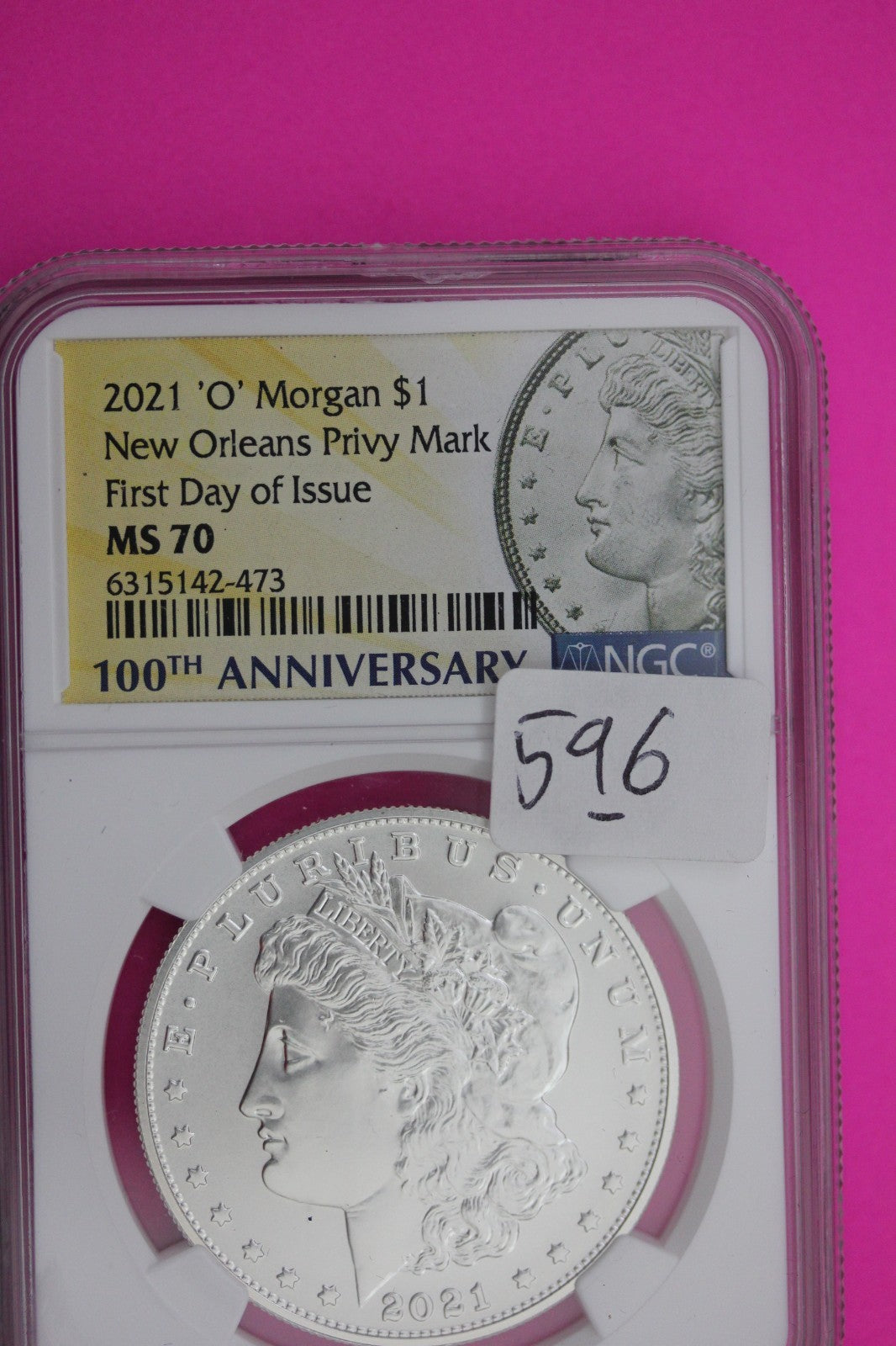 RARE 2021 O MS 70 Morgan Silver Dollar 1rst Day Issue NGC Authentic Graded 596