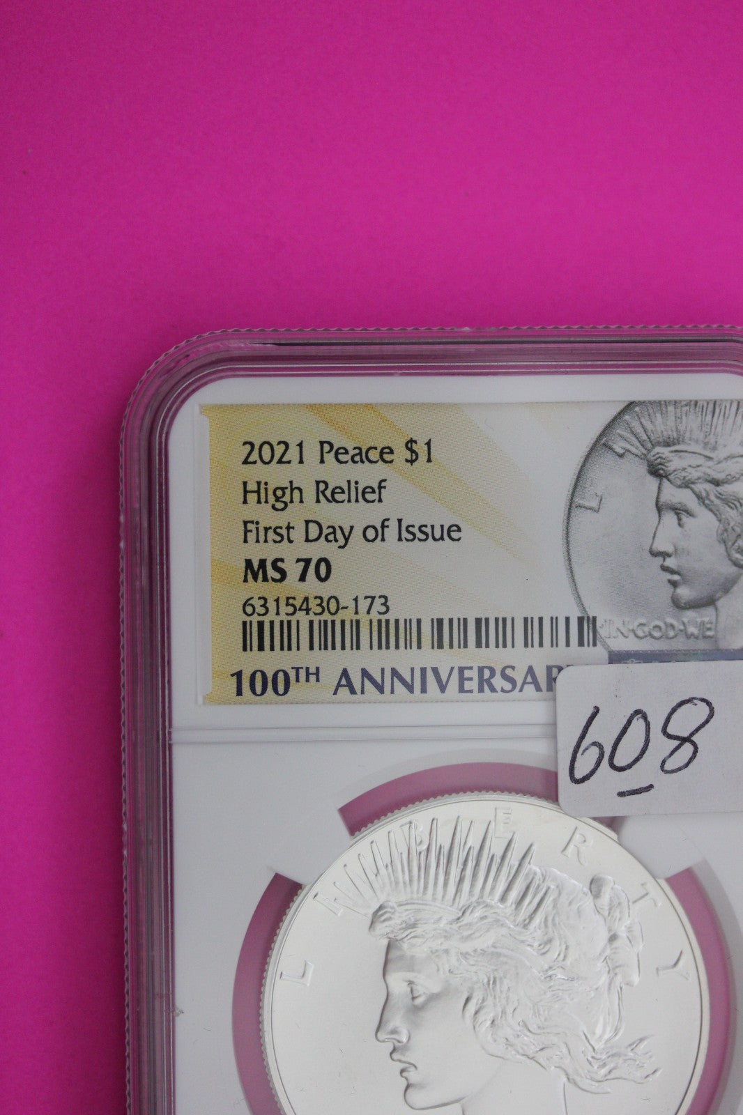 RARE 2021 MS 70 Peace Silver Dollar 1rst Day Issue NGC Authentic Graded Coin 608