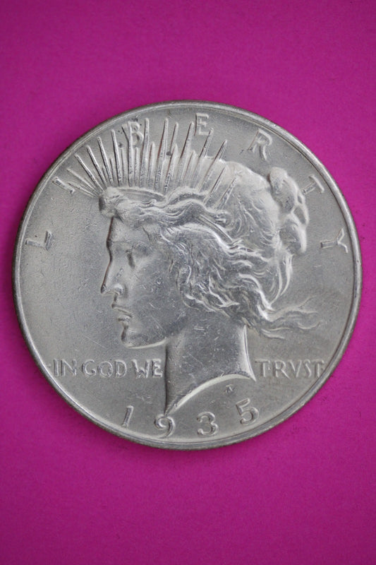 1935 P Peace Lady Liberty Semi Key Date Silver Dollar Guaranteed Authentic 2695