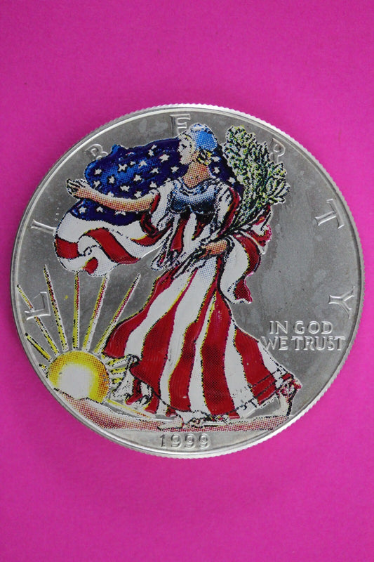 Colorized 1999 American Silver Eagle 1 Ounce .999 Fine Exact Coin Shown N0504