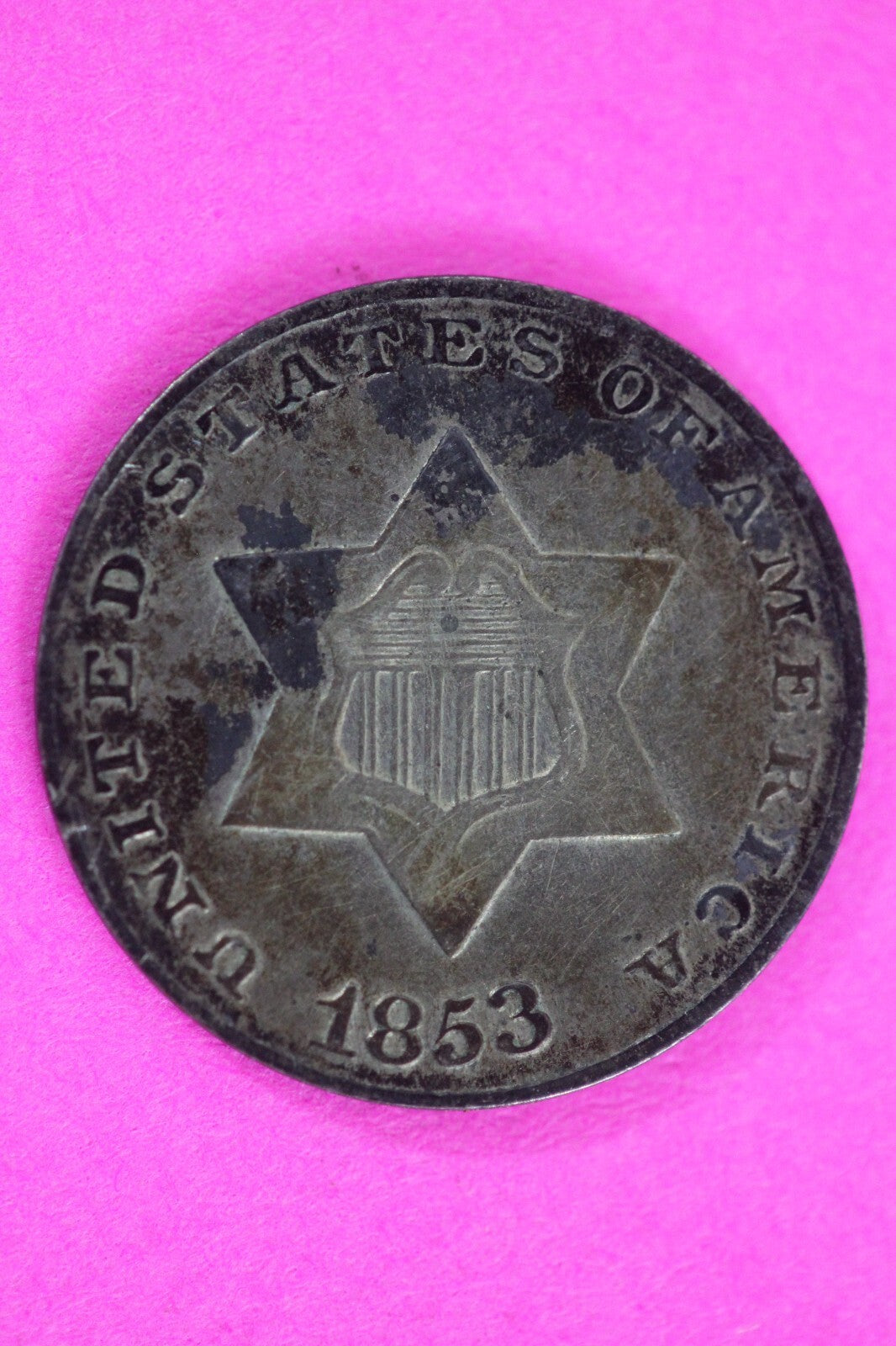 1853 Trime 3 Three Cent Silver Dime Exact Coin Shown In Pics Semi Key Date 112