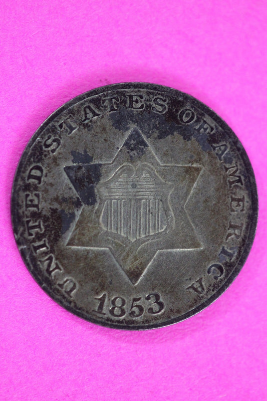1853 Trime 3 Three Cent Silver Dime Exact Coin Shown In Pics Semi Key Date 112