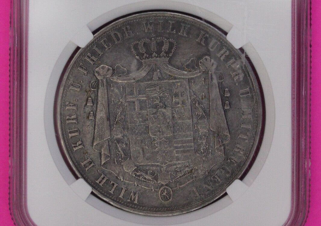 1844 Germany 2 Thaler Hesse-Cassel AU Details Mount Removed NGC Slab 1093