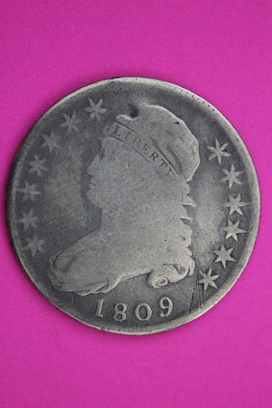 1809 Cap Bust Liberty Half Dollar O-109a Scratch Silver Key Date Authentic 0258N
