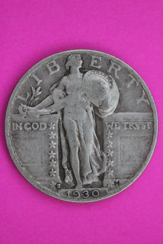 1930 S Standing Liberty Silver Quarter Guaranteed Authentic & Genuine Coin 1222