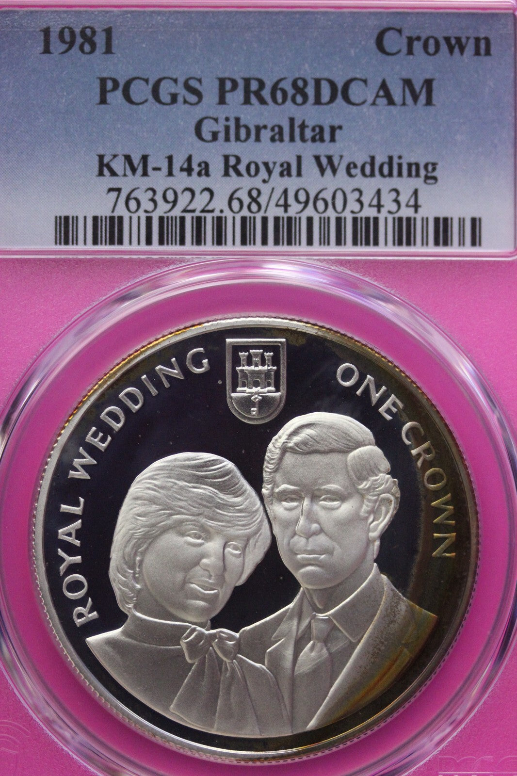 Toned 1981 PR 68 DCAM Crown Gibraltar Princess Diana Royal Wedding PCGS Slab 640
