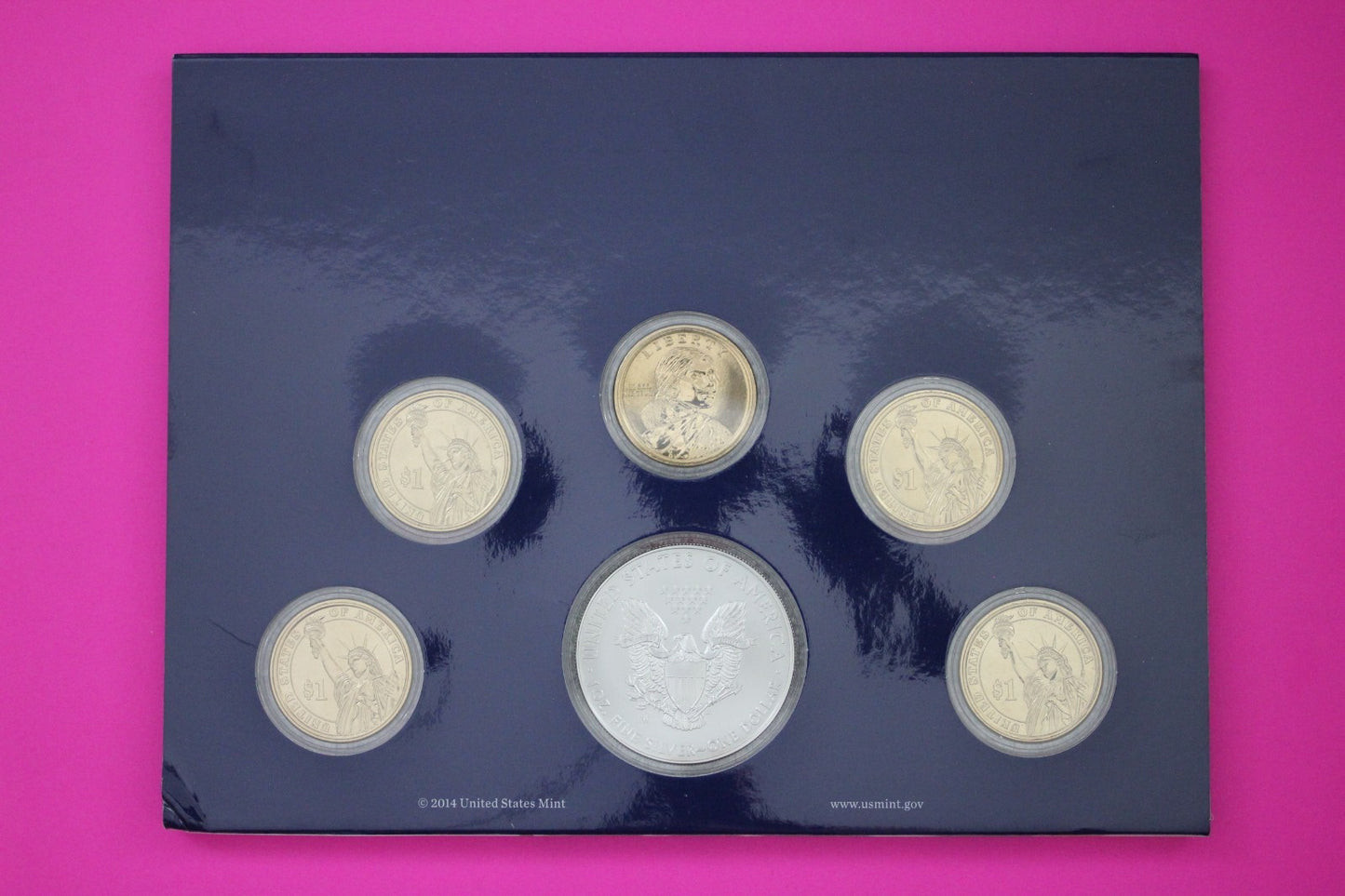 Gem 2014 Brilliant Uncirculated 6 Dollars U.S. Mint Set Silver Eagle COA 9066