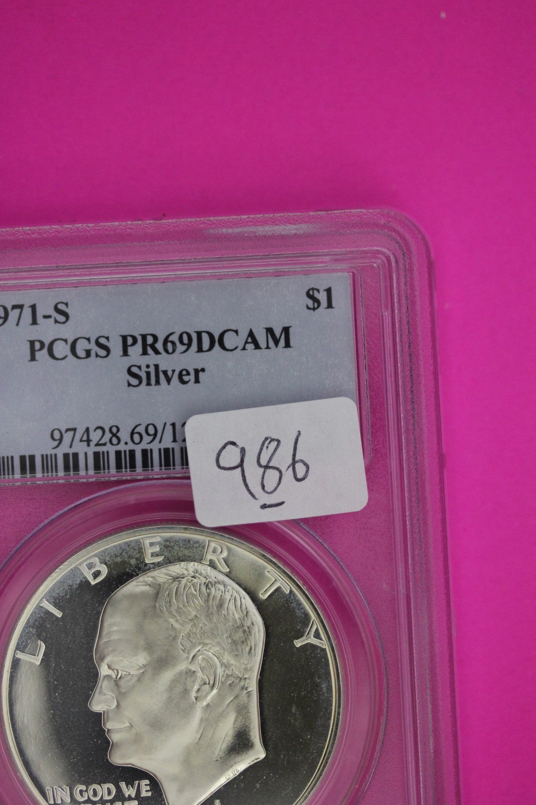 1971 S PR 69 DCAM Silver Ike Eisenhower Dollar PCGS Certified Authentic Slab 986