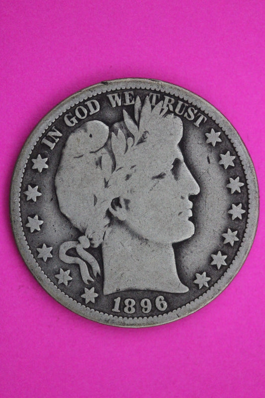 1896 O Barber Liberty Half Dollar Silver Coin Scarce Semi Key Date Genuine 0417N