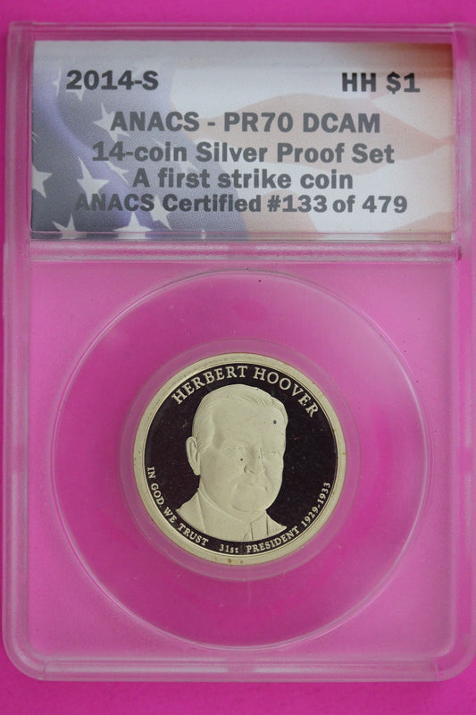 2014 S PR 70 Herbert Hoover Presidential Dollar ANACS Certified Slab 1248