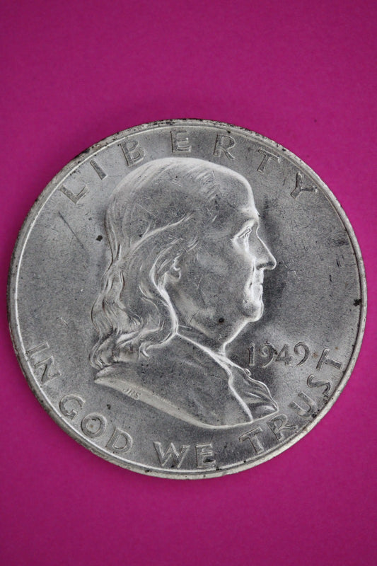 High Grade 1949 S Ben Franklin Silver Half Dollar Guaranteed Authentic Coin 2618