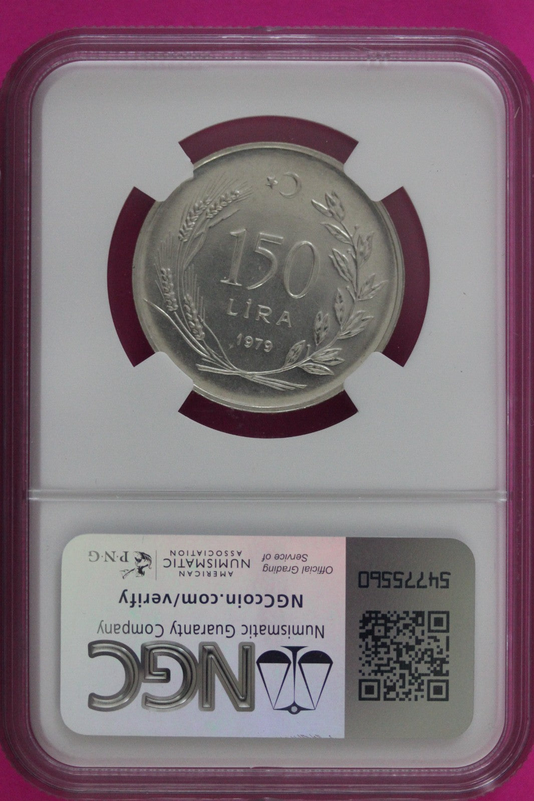 1979 PF 66 Turkey 150 Lira Lettered Edge FAO Silver Coin NGC Certified Slab 943