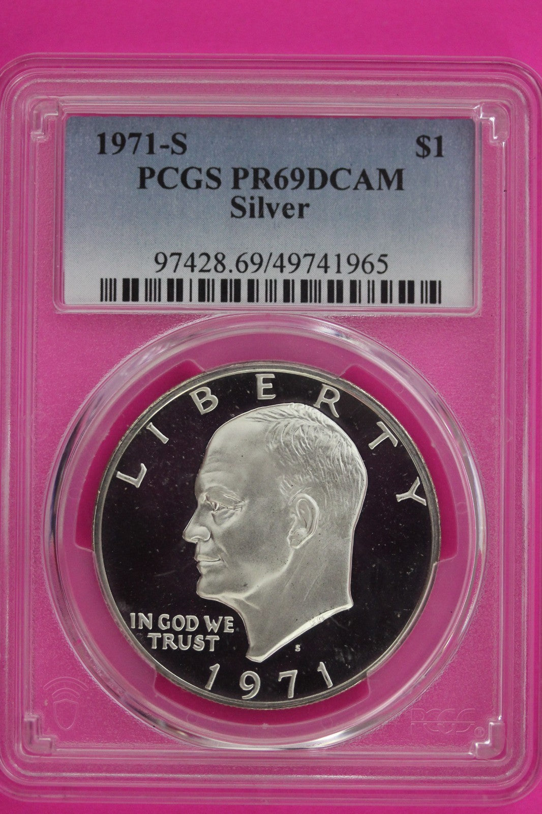 1971 S PR 69 DCAM Silver Ike Eisenhower Dollar PCGS Certified Authentic Slab 991