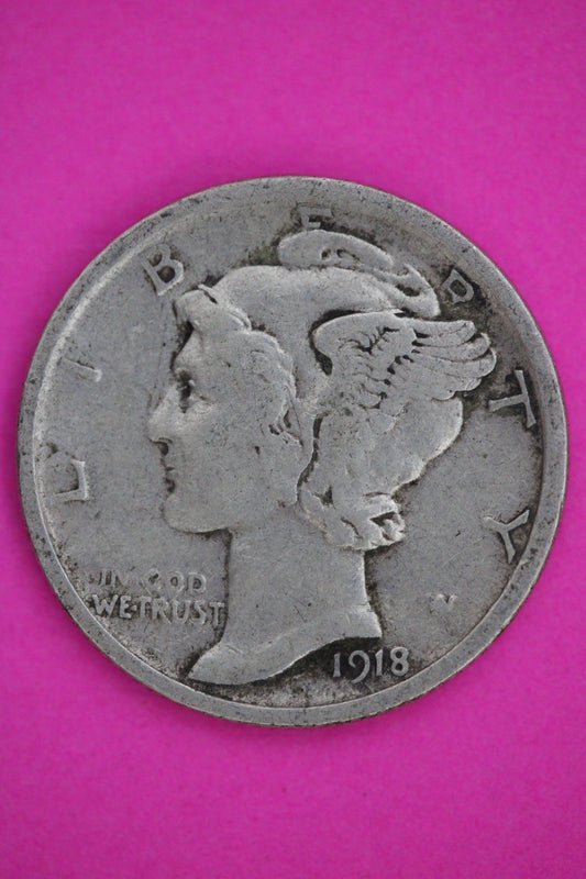 1918 D Mercury Liberty Dime Silver Coin Guaranteed Genuine American Seller 2578